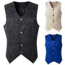 Gilet Senza Maniche A V Uomo Steampunk Vittoriano Blazer Top
