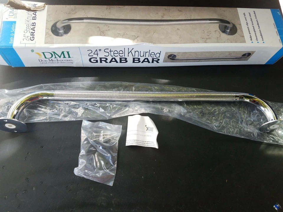 24 Manija de ducha texturizada manija de asistencia de ducha - barra de agarre para baño plateada" Foto 2 de 2