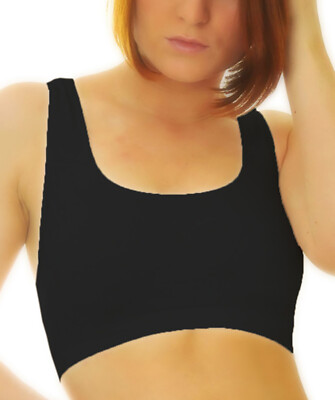 2 Stück Sport BH Fitness Bustier nahtlos Bra wohlfühl Top Body schwarz