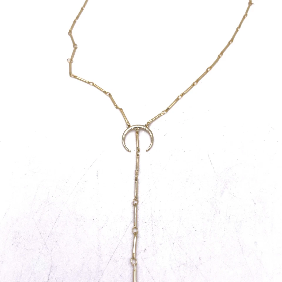 LUV AJ Pave Tusk Lariat Necklace Gold Tone Adjustable Lobster Closure 20" - Image 3 of 4