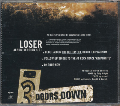 Doors Down Loser RARE promo radio only CD single '00