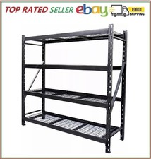 4 Shelf Steel Storage Shelving Rack Heavy Duty 10,000 lb Capacity 77" Wide x 24"