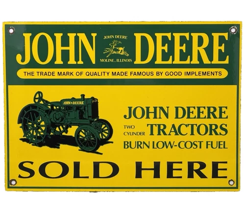 VINTAGE JOHN DEERE TRACTOR PORCELAIN SIGN SERVICE GAS OIL DEALERSHIP FARM