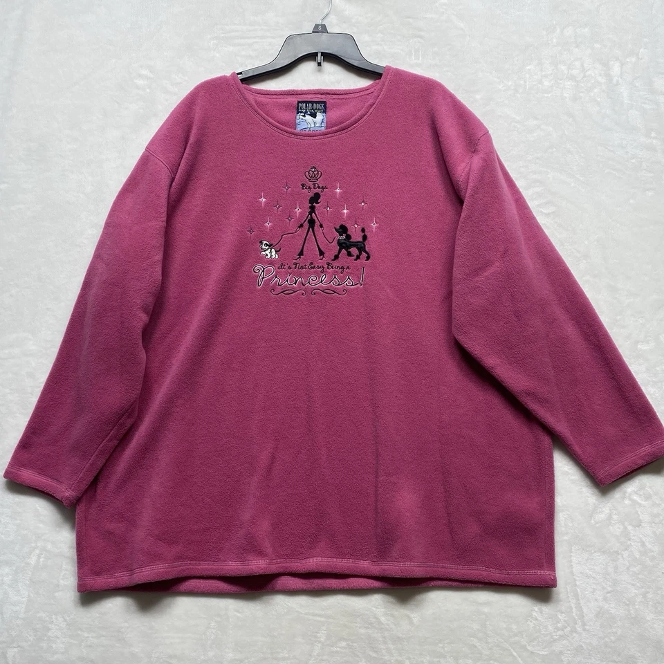 Top Polar Dogs By Big Dogs Mujer Rosa Plus 4X Vellón Manga 3/4 Pull Over Foto 2 de 4