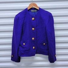 Herbert Grossman Women Vintage Blazer 10 Purple Wool Crepe Union Made USA Jacket