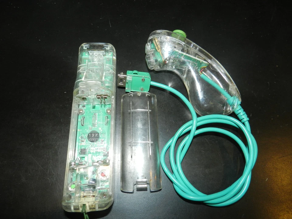 Teal AFTERGLOW DELUXE Remote & Nunchuk Controller Set Nintendo Wii Tested - Image 2 of 2