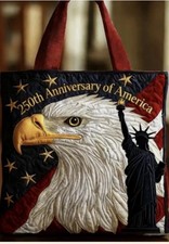 USA Patriotic Quilted Tote Bag 250th Anniversary Celebration