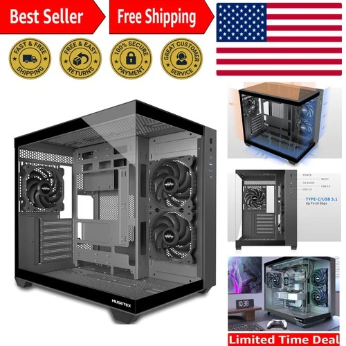 ATX PC Case, 3 x 120mm Fans Pre-Installed, 360MM RAD Support, 270° Full View ...