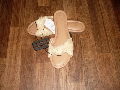 WOMENS TIME AND TRU MEMORY FOAM KNOT SLIDE SANDALS SIZE 9 NWT