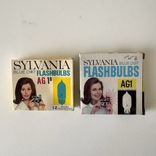 Sylvania Blue Dot Flashbulbs AG1 AG1B Vintage Camera Bulbs Lot w/ Boxes
