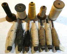Antique Vintage Wooden Industrial Textile Bobbins Spindle Spools Cones Lot of 12
