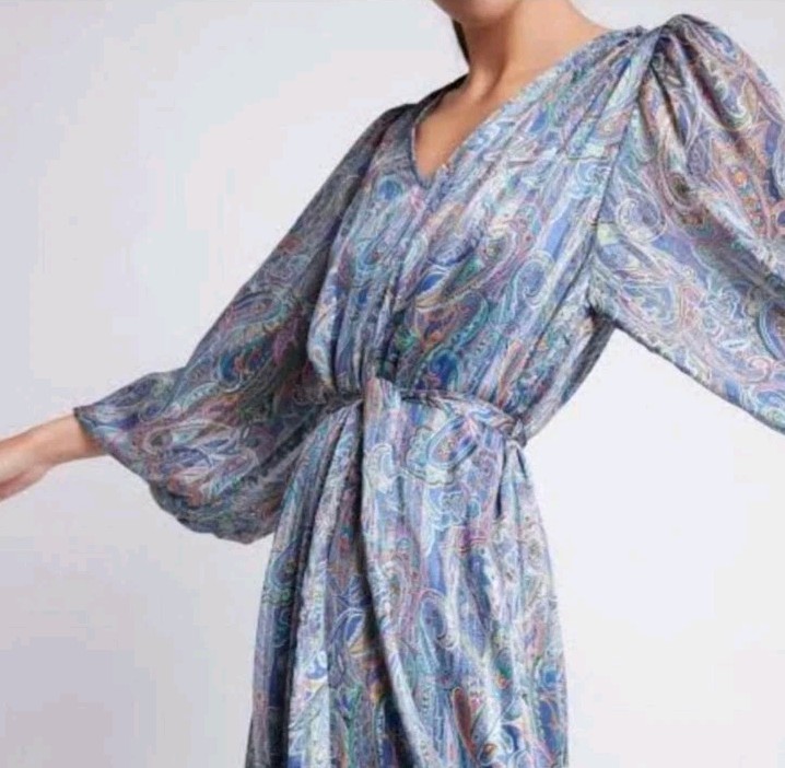 Sheike Relaxed Boho Colourful Paisley Midi Dress And Slip Size 6, Fits An 8 