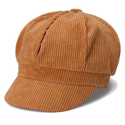 Women's Classic Corduroy Newsboy Cap Vintage Ivy Paperboy Cap Medium Carmel-nb