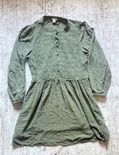 Ava & Viv Womens 1X Olive Green Striped Smocked Long Sleeve Mini Dress New