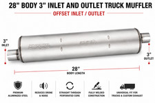 Heavy Duty Truck Muffler 3 Inlet 3 Outlet 7 X 28 Offsetoffset Oo