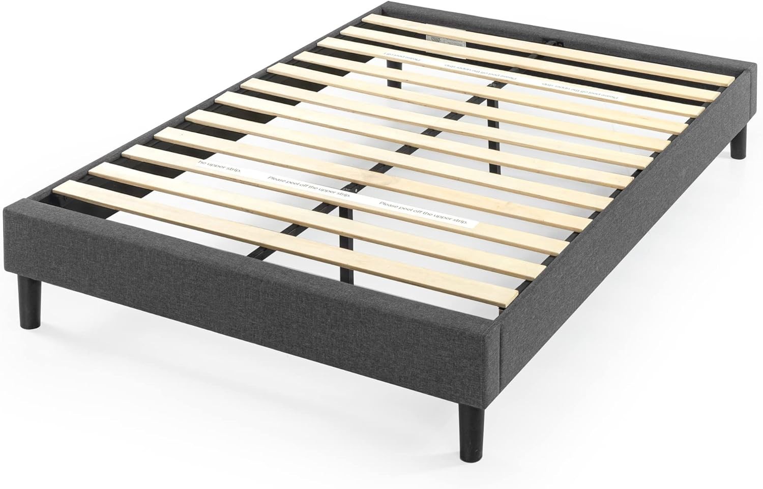 ZInus Curtis Upholstered Platform Bed Frame Wood Slats No Bo