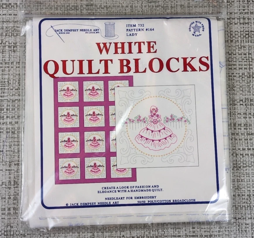 Lot of 4 Jack Dempsey Stamped Quilt Blocks LADY #164 18"x18" 24 Blocks One Open - Image 2 of 4