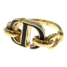 Dior Christian Montaigne Ring GP Gold black 4.8g Used 10b37cd3d52a2a6547adbbbf9f