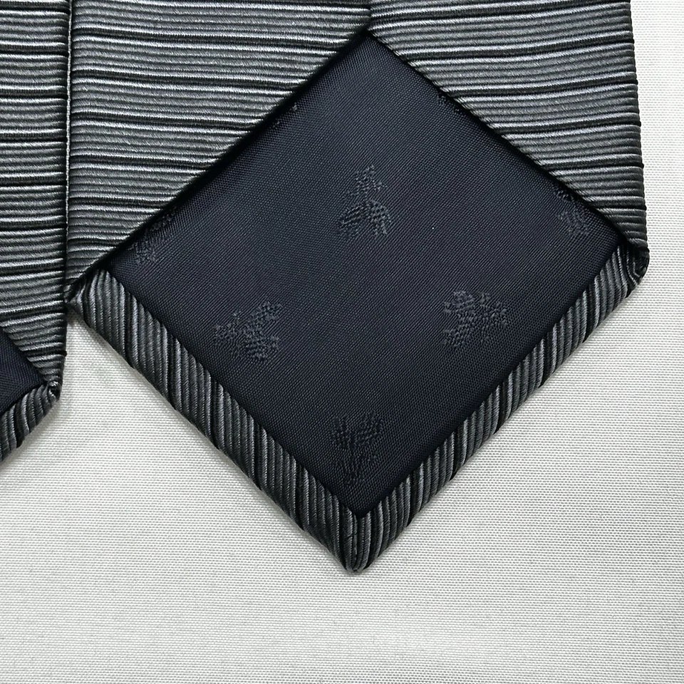 Corbata Brooks Brothers Makers Repp Gris Rayas 100% Seda Hecha en EE. UU. 3,75"x 58" Foto 4 de 4