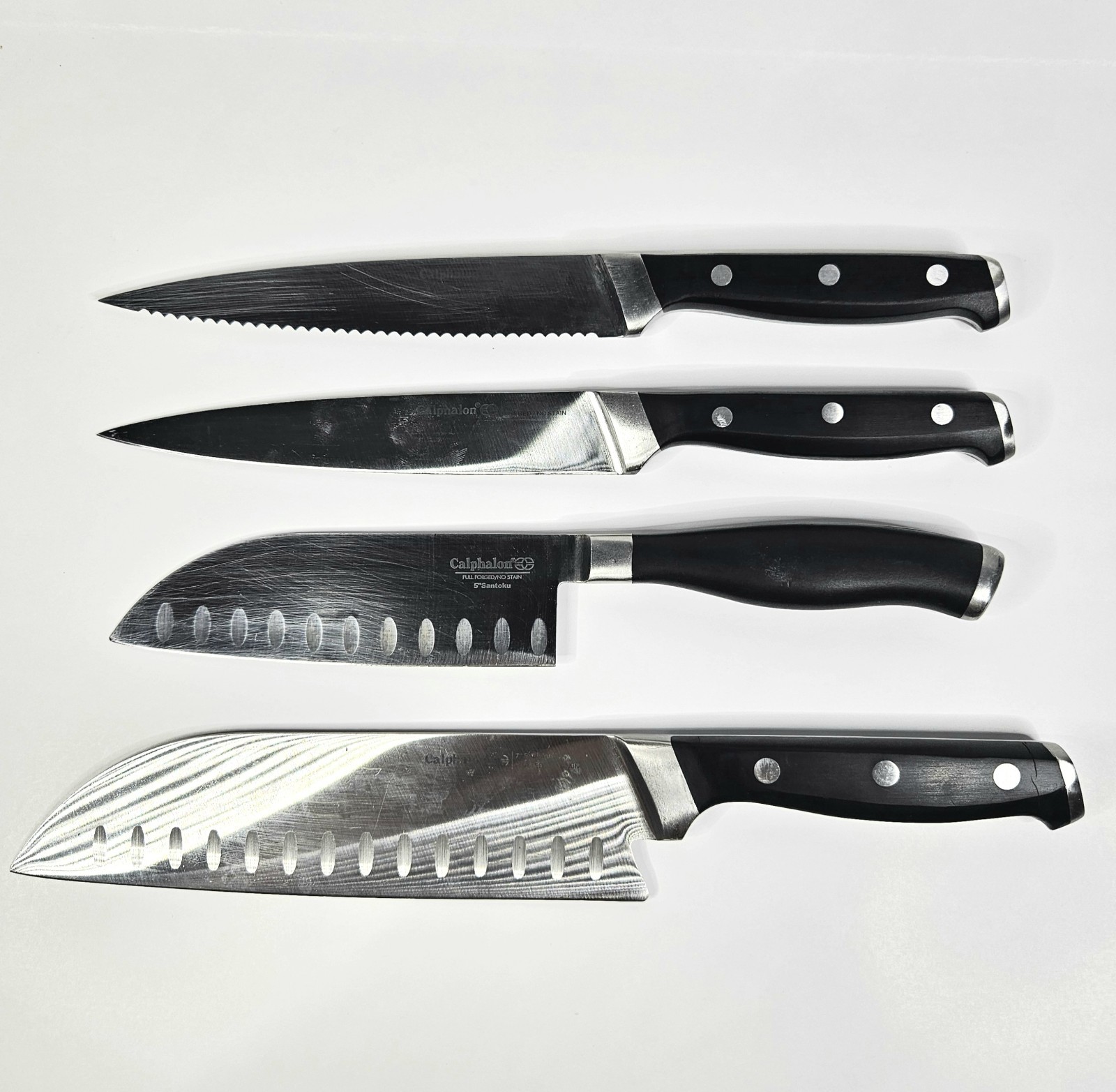 Lot Of 4 - 7" & 5" Santoku 6" Utility/serrated