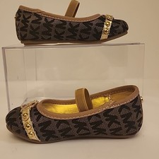 Michael Kors kids' signature logo ballet flats in black and gold with a...