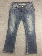 Silver Jeans Co Jeans Womens 32x33 Suki Bootcut Blue Contrast Stitching Mid Rise