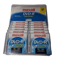 NEW Maxell DVD-R Camcorder 30min 1.4 GB 12 Pack of DVDs