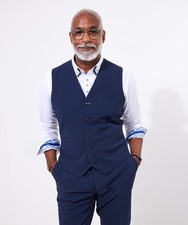 Joe Browns Men's Pinstripe Seersucker Suit Waistcoat, Navy, 40