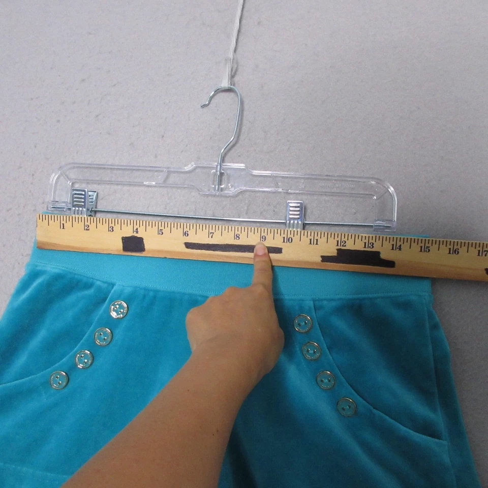 Juicy Couture Shorts Small Blue Velour Y2K 90s Lounge Pull On Comfort Cozy - Image 3 of 4