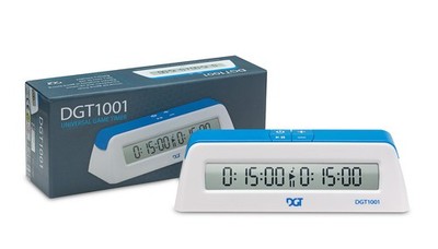 Schachuhr DGT 1001 Digitale Spieluhr Universal Weiß Blau Timer Spieluhr