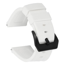 Silicone Watch Bands 24mm Soft Watch Band with Black Buckle, White