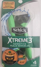 4Ct Schick Extreme 3 Sensitive/Duo Comfort Disposable Razors
