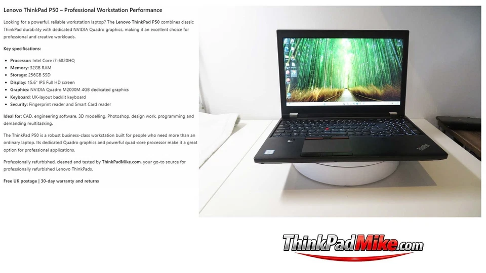 Lenovo ThinkPad P50 · i7-6820HQ · 32GB · 256GB, photo 4 of 5