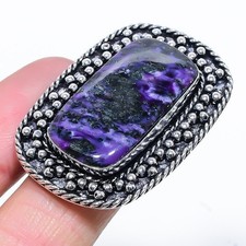 Russian Charoite Gemstone 925 Sterling Silver Gift Jewelry Ring Size 8.5 c033