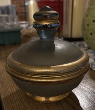 Antique French Opaline Glass Powder Jar Tiered Lid Finial