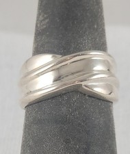 Wide 10.50mm Sterling Silver Ring Size 8 Very Nice 