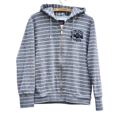 Superdry - Zip Hoodie - Damen - Gr. EU 44 - Grau Weiß gestreift