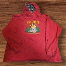 Vtg 90s Disney"Pooh's 100 Acre State Park" Embroidered Red Hoodie Embroidered