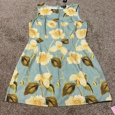 PrettyLittleThing Green Floral Linen Blend Boat Neck Shift Dress Size 12