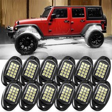12x Pure White LED Rock Lights Underbody Glow Lamp for Offroad SUV Pickup Truck