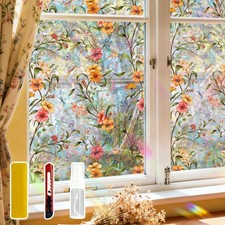 Decorative Window Privacy Film, 17.7"x78.7", UV-Resistant Static Cling Sticke...