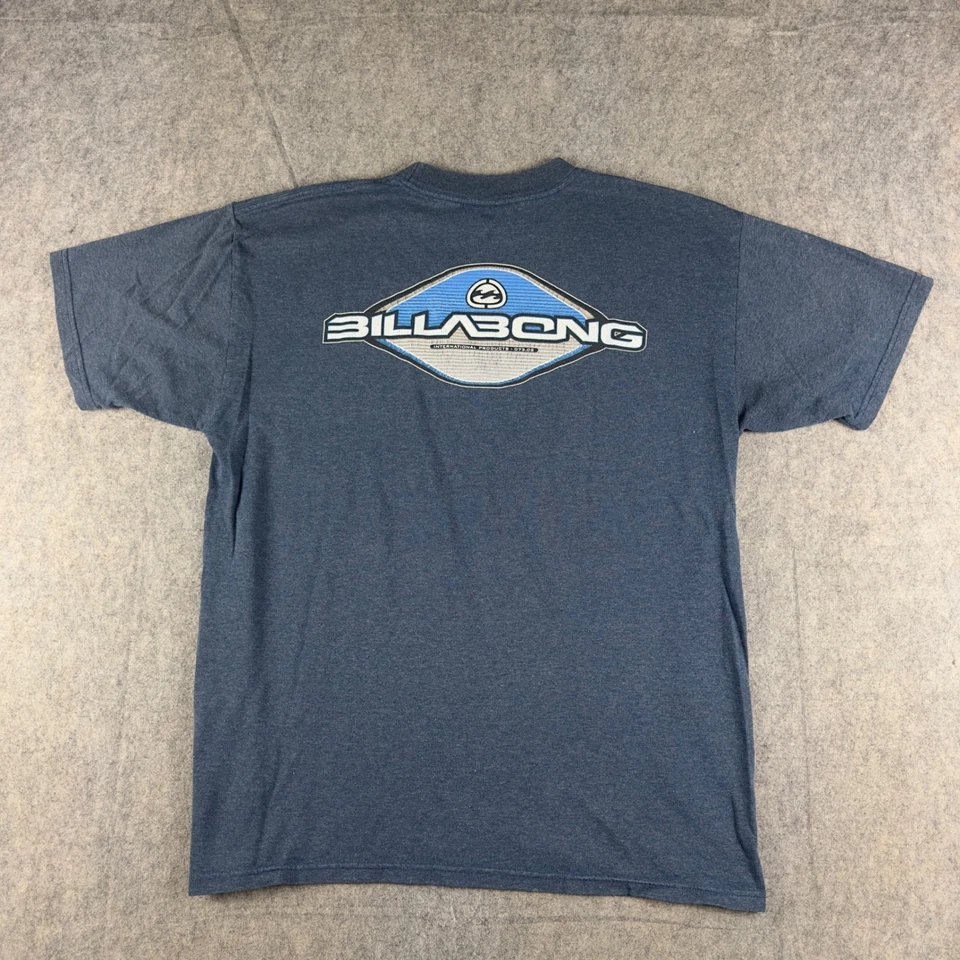 Camiseta grande vintage Billabong para hombre con logotipo azul manga corta surf skate camiseta Y2K Foto 2 de 4