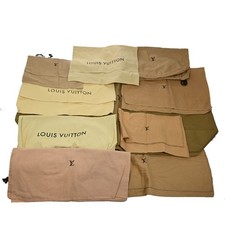 LOUIS VUITTON Logo 10 Set Dust Bag Drawstring Canvas Cotton Beige Brown 09KC081