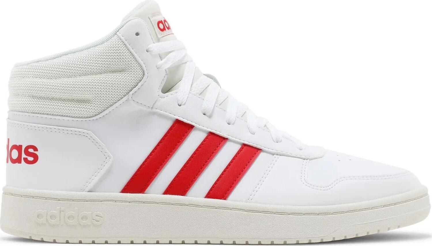 Size 14 - Adidas Hoops 2.0 Mid White Vivid Red for sale online | eBay