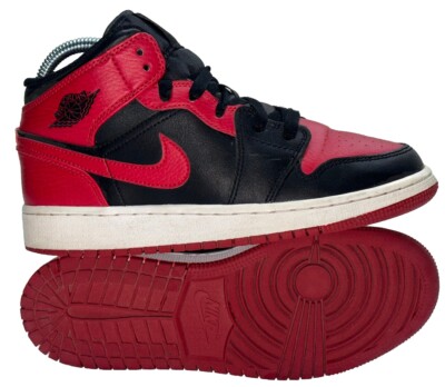 air jordan 1 mid gs red and black