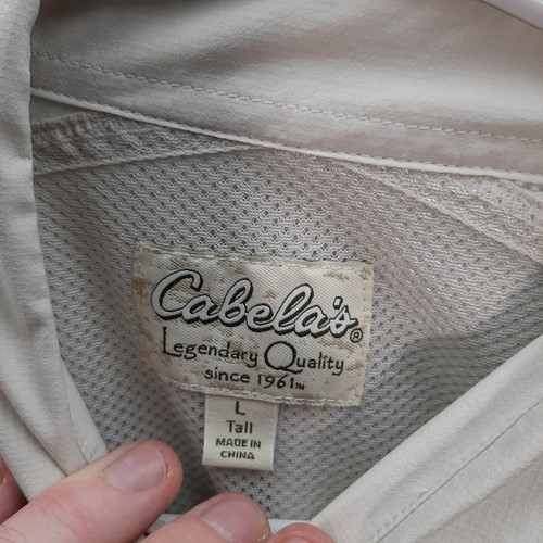 Cabelas Shirt Adult Large Tall Tan Vented Roll Tab Sleeves Fishing Outdoors Mens - Picture 6 of 10