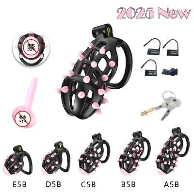 Ventilate Soft Spike Chastity Cage Anti Cheating Device Male Peni Locks Rings
