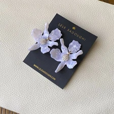 Lele Sadoughi Small Crystal Lily Stud Earrings White