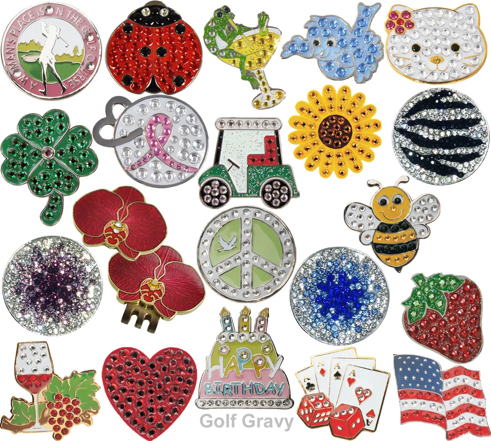 Navika Golf Magnetic Hat Clip with Ball Marker *Made with Swarovski Crystals*