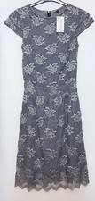 BNWT Tallgirls Grey Lace Mix Embellished Dress Size 10